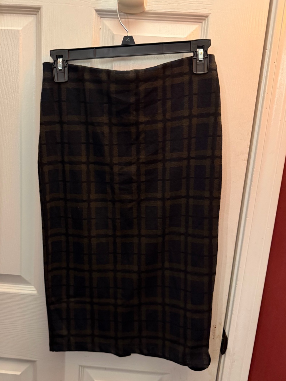 Zara Black Plaid Pencil Skirt